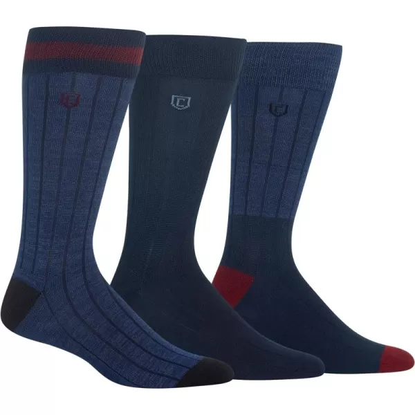 Chaps Men's Super Soft Dress Crew Socks-3 Pair Pack-Patterns and Textures