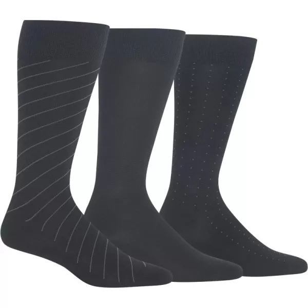 Chaps Men's Super Soft Dress Crew Socks-3 Pair Pack-Patterns and Textures