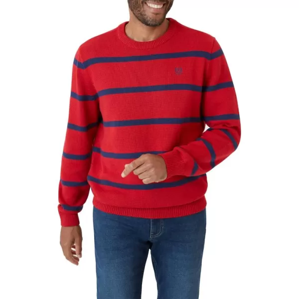 Chaps Men's Sweater - Midweight Classic Fit Cotton Crewneck Striped Pullover Sweater for Men 
