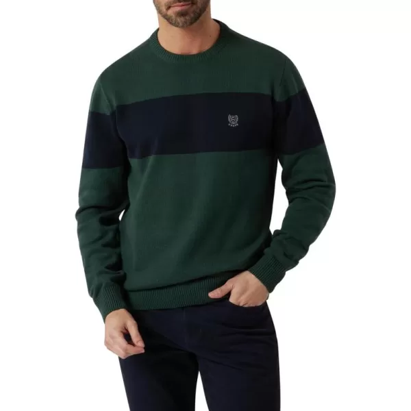 Chaps Men's Sweater - Midweight Classic Fit Cotton Crewneck Striped Pullover Sweater for Men 