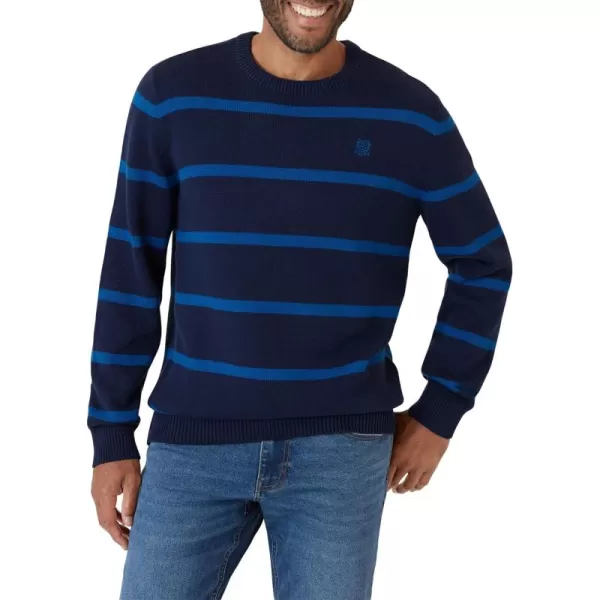 Chaps Men's Sweater - Midweight Classic Fit Cotton Crewneck Striped Pullover Sweater for Men 