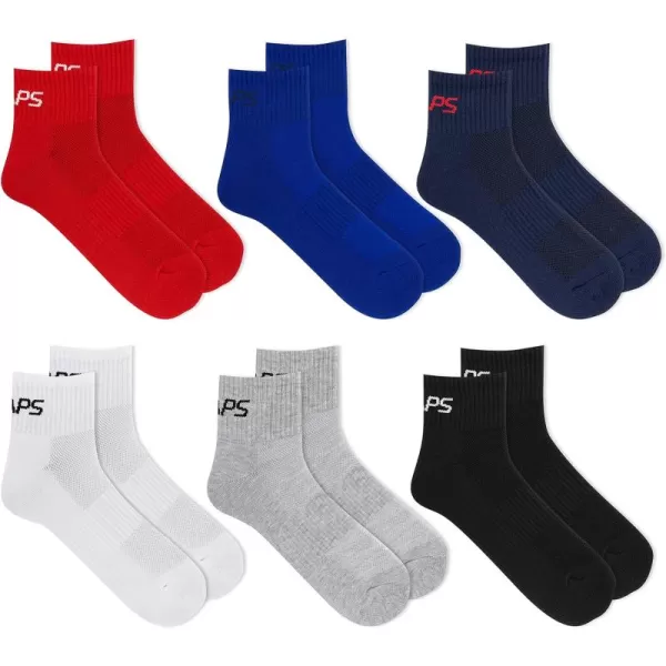 Chaps Sport Cushioned Repreve Athletic Socks-6 Pair Pack-Breathable Front Mesh and Arch Support, Men's Shoe Size: 6-12)