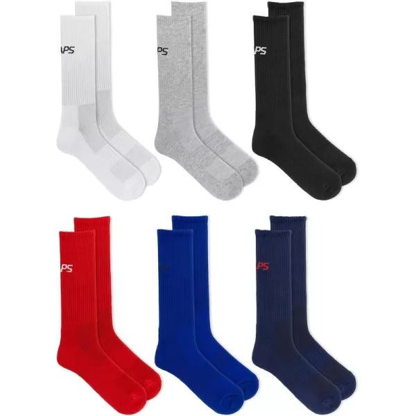 Chaps Sport Cushioned Repreve Athletic Socks-6 Pair Pack-Breathable Front Mesh and Arch Support, Men's Shoe Size: 6-12)