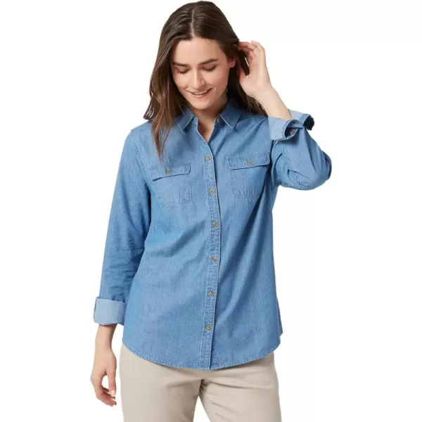 Chaps Women's Chambray Shirt - Denim Button Down Blouse - Casual Long Sleeve Jean Shirt for Women 