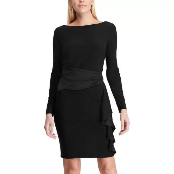 Chaps Women's Satin Ruffle Sheath Dress