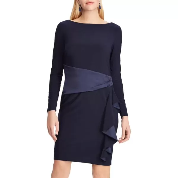 Chaps Women's Satin Ruffle Sheath Dress