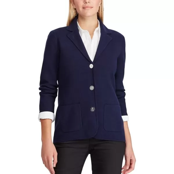 Chaps Women's Solid Long Sleeve Cotton Blend Sweater Blazer