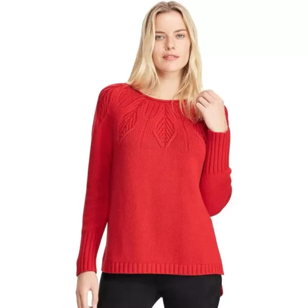 Chaps Women's Stitched-Yoke Crewneck Pull Over Long Sleeve Sweater