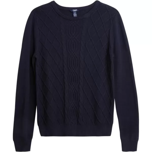 Chaps Women's Sweater - Cotton Cable Knit Pullover Sweater - Lightweight Casual Crewneck Ribbed Sweater 