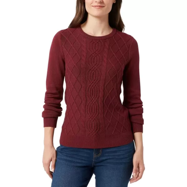 Chaps Women's Sweater - Cotton Cable Knit Pullover Sweater - Lightweight Casual Crewneck Ribbed Sweater 