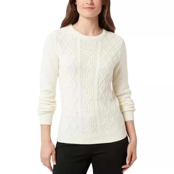 Chaps Women's Sweater - Cotton Cable Knit Pullover Sweater - Lightweight Casual Crewneck Ribbed Sweater 