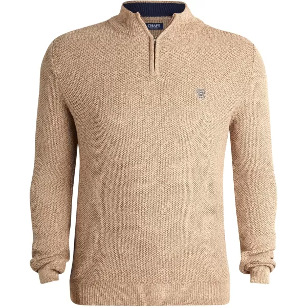 Chaps Men's Pullover Sweater - Classic Fit 100% Cotton Quarter Zip - Honey Comb Mock Neck Sweater for Men 