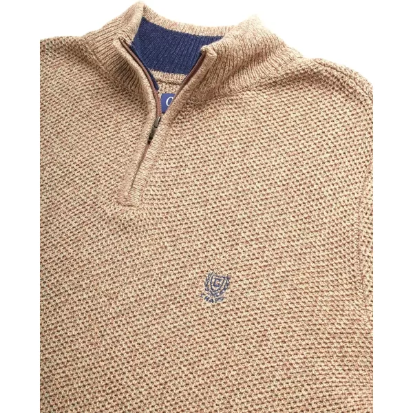 Chaps Men's Pullover Sweater - Classic Fit 100% Cotton Quarter Zip - Honey Comb Mock Neck Sweater for Men 