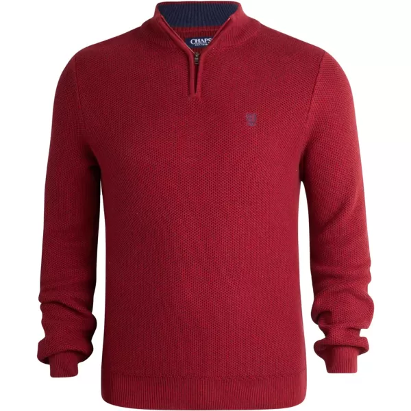 Chaps Men's Pullover Sweater - Classic Fit 100% Cotton Quarter Zip - Honey Comb Mock Neck Sweater for Men 