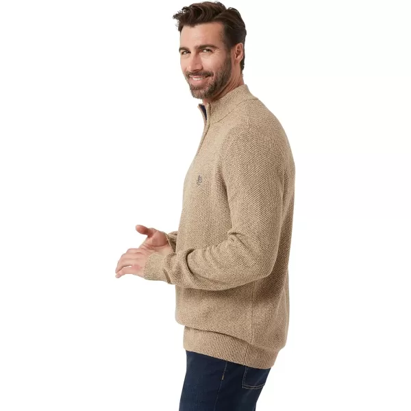 Chaps Men's Pullover Sweater - Classic Fit 100% Cotton Quarter Zip - Honey Comb Mock Neck Sweater for Men 