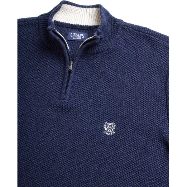 Chaps Men's Pullover Sweater - Classic Fit 100% Cotton Quarter Zip - Honey Comb Mock Neck Sweater for Men 