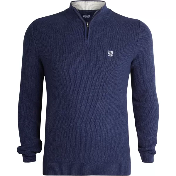 Chaps Men's Pullover Sweater - Classic Fit 100% Cotton Quarter Zip - Honey Comb Mock Neck Sweater for Men 