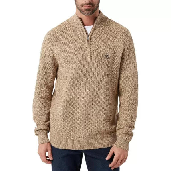 Chaps Men's Pullover Sweater - Classic Fit 100% Cotton Quarter Zip - Honey Comb Mock Neck Sweater for Men 