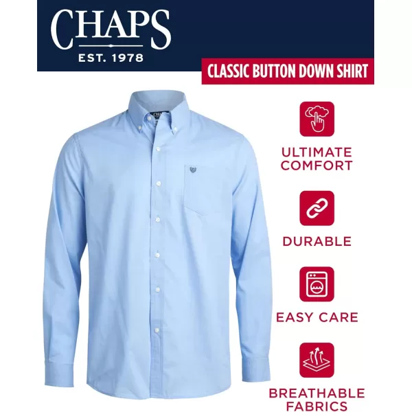 Chaps Men's Button Down Shirt - Long Sleeve Collared Shirt for Men: Wrinkle-Resistant, Sustainable 