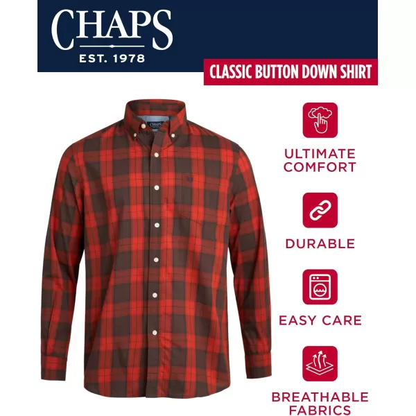 Chaps Men's Button Down Shirt - Long Sleeve Collared Shirt for Men: Wrinkle-Resistant, Sustainable 