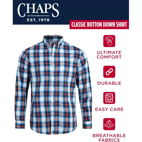 Chaps Men's Button Down Shirt - Long Sleeve Collared Shirt for Men: Wrinkle-Resistant, Sustainable 