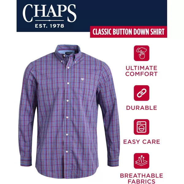 Chaps Men's Button Down Shirt - Long Sleeve Collared Shirt for Men: Wrinkle-Resistant, Sustainable 