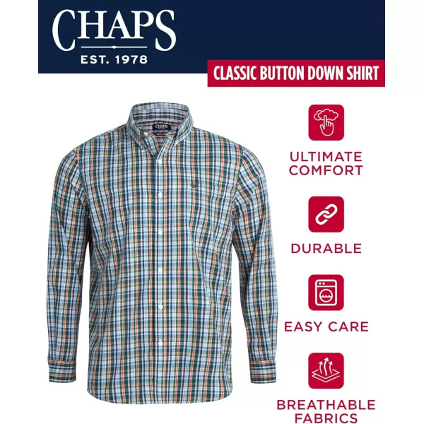 Chaps Men's Button Down Shirt - Long Sleeve Collared Shirt for Men: Wrinkle-Resistant, Sustainable 