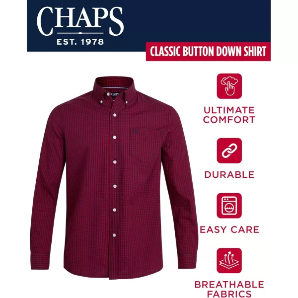Chaps Men's Button Down Shirt - Long Sleeve Collared Shirt for Men: Wrinkle-Resistant, Sustainable 