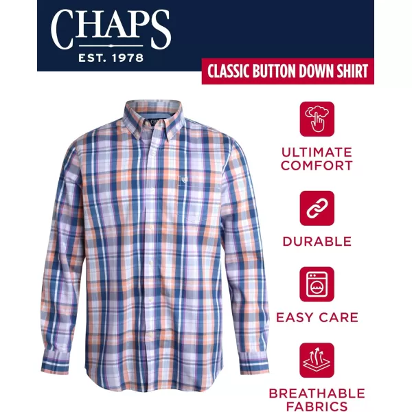 Chaps Men's Button Down Shirt - Long Sleeve Collared Shirt for Men: Wrinkle-Resistant, Sustainable 