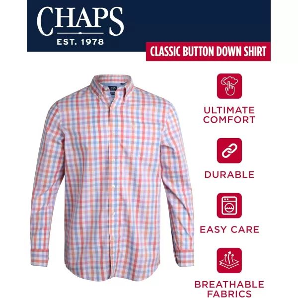 Chaps Men's Button Down Shirt - Long Sleeve Collared Shirt for Men: Wrinkle-Resistant, Sustainable 