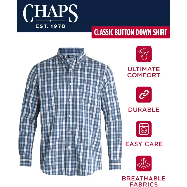 Chaps Men's Button Down Shirt - Long Sleeve Collared Shirt for Men: Wrinkle-Resistant, Sustainable 