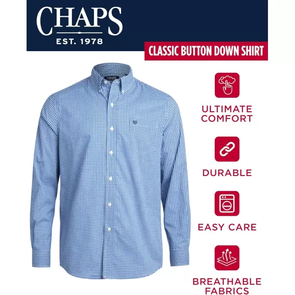 Chaps Men's Button Down Shirt - Long Sleeve Collared Shirt for Men: Wrinkle-Resistant, Sustainable 