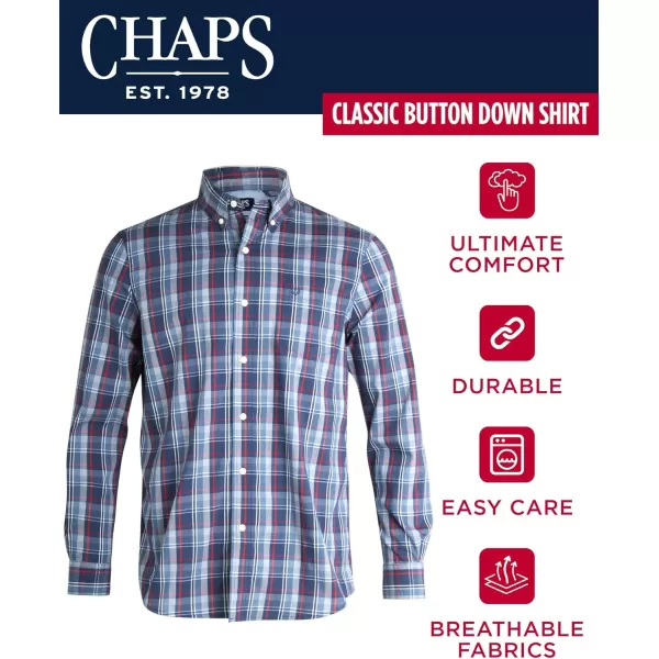 Chaps Men's Button Down Shirt - Long Sleeve Collared Shirt for Men: Wrinkle-Resistant, Sustainable 