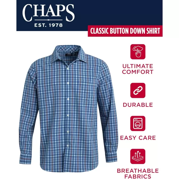 Chaps Men's Button Down Shirt - Long Sleeve Collared Shirt for Men: Wrinkle-Resistant, Sustainable 