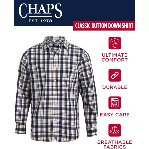 Chaps Men's Button Down Shirt - Long Sleeve Collared Shirt for Men: Wrinkle-Resistant, Sustainable 