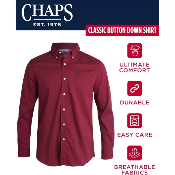 Chaps Men's Button Down Shirt - Long Sleeve Collared Shirt for Men: Wrinkle-Resistant, Sustainable 