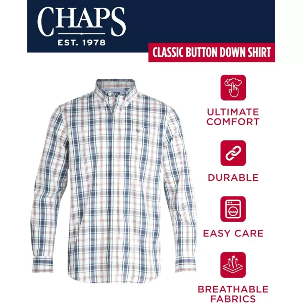 Chaps Men's Button Down Shirt - Long Sleeve Collared Shirt for Men: Wrinkle-Resistant, Sustainable 