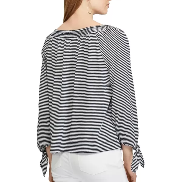 Chaps Womens Off-The-Shoulder Printed Top