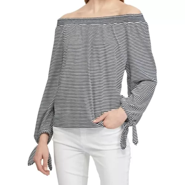 Chaps Womens Off-The-Shoulder Printed Top