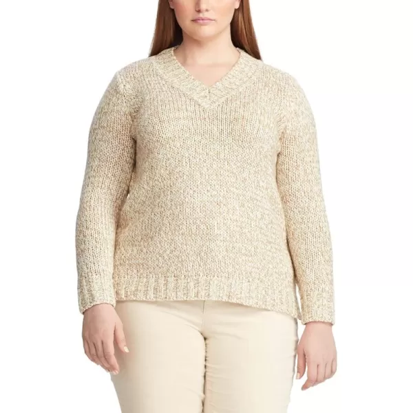 Chaps Women's Plus Size Long Sleeve Cotton V-Neck Sweater