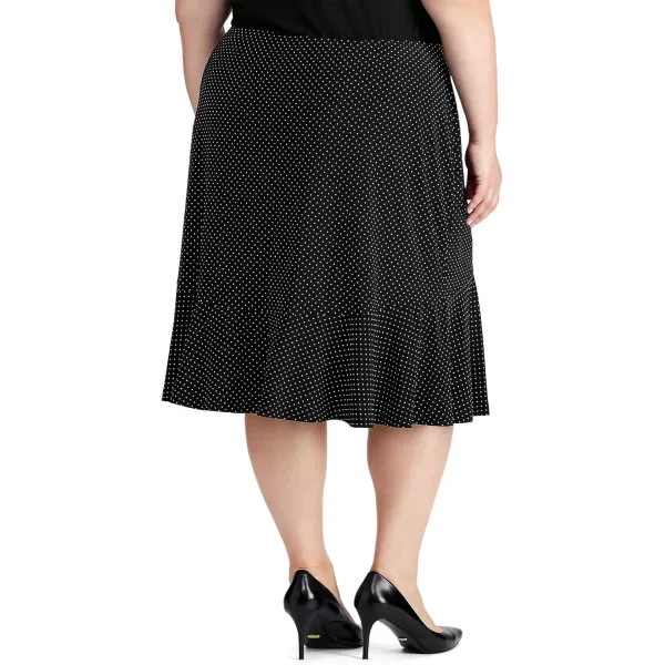 Chaps Women's Print Mid Length Versatile Stretchy Ruffled Casual Skirt