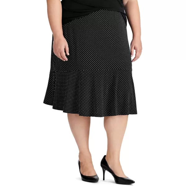 Chaps Women's Print Mid Length Versatile Stretchy Ruffled Casual Skirt