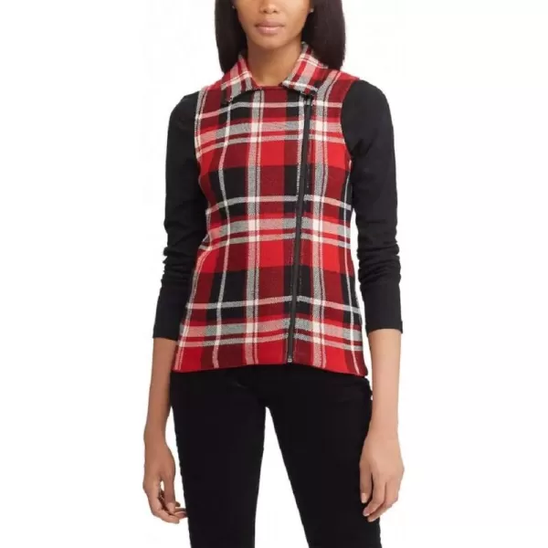 Chaps Women's Plaid Pattern Fashion Collar Sleeveless Vest 