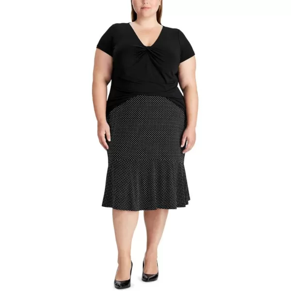 Chaps Women's Print Mid Length Versatile Stretchy Ruffled Casual Skirt