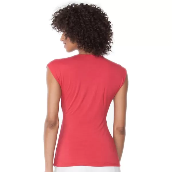 Chaps Women's Ruched Surplice Top, Red 