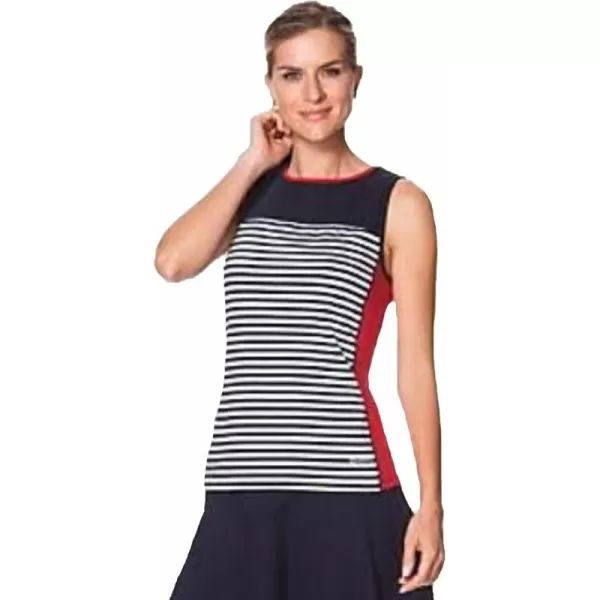 Chaps Sport Women's ColorBlack Stripe Tank, Red/Navy/White 