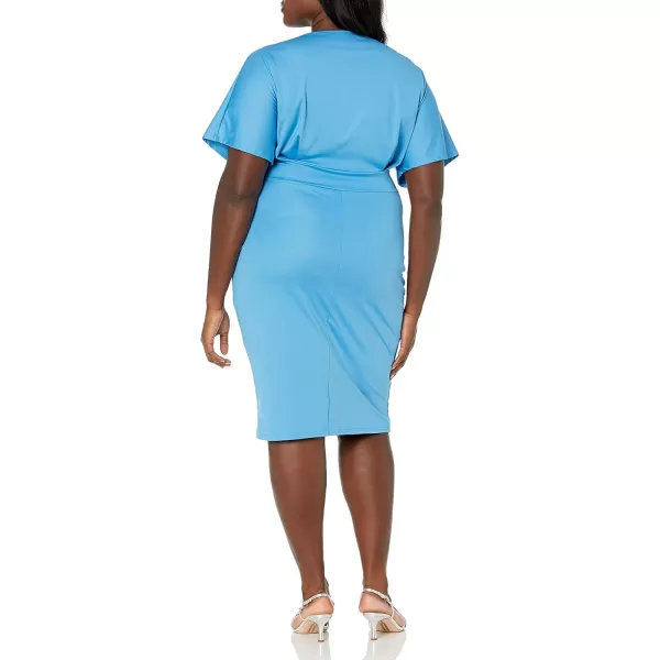 Chaps Women's Cap Sleeve Pleated Matte Jersey Dress