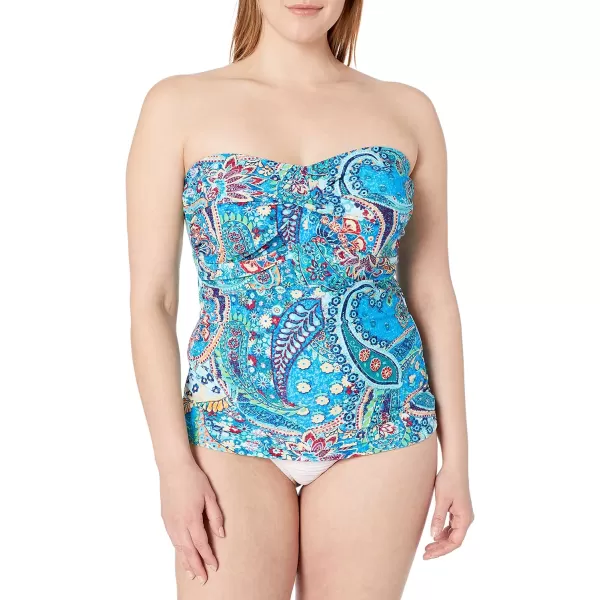 Chaps Women's Twist Shirred Bandini Tankini Swimsuit Top