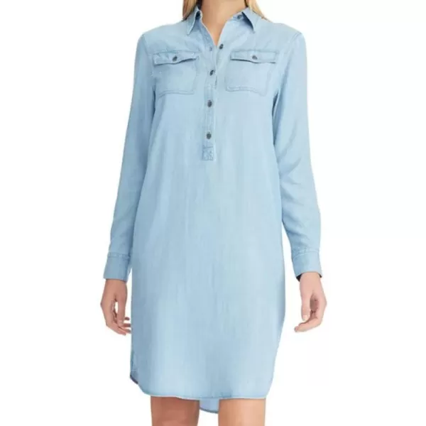 Chaps Women Soft Lyocell Denim Shirt Dress, Blue 