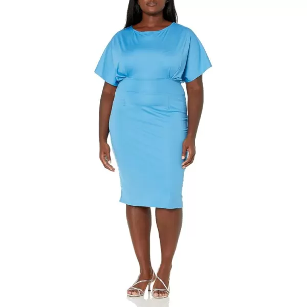Chaps Women's Cap Sleeve Pleated Matte Jersey Dress